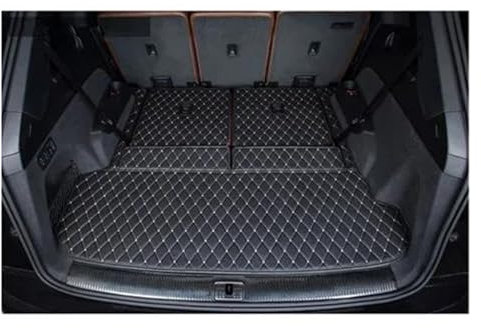 DZSLLOOI Kofferraum Schutzmatte Spezielle Kofferraummatten Langlebige Kofferraumteppiche Cargo Liner Styling Abdeckungen Für Q7 7 Sitze 2022–2015 Kofferraumschutzdecke(Black beige1)