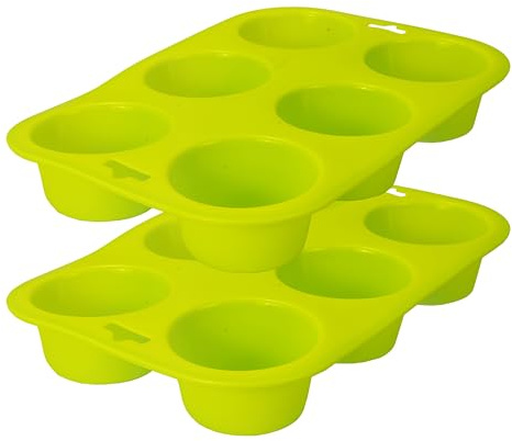 ZANGCO Non-Stick Silicone Muffin Tray – 6-Cup BPA-Free, Heat-Resistant Baking Pan for Cupcakes, Muffins, and More (Green 2 - Pack)