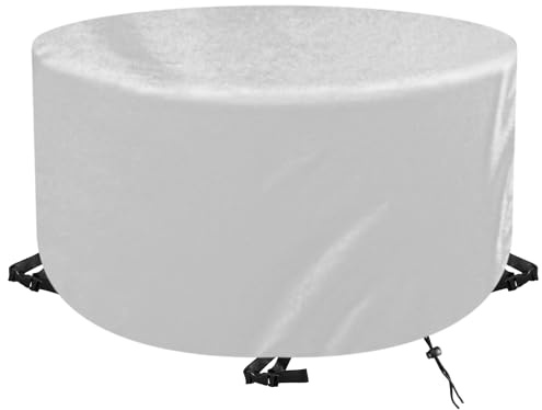 WXWYGNY Gartenmöbel Abdeckung Rund Wasserdicht Ø100x100cm,420D Oxford Gewebe, Winterfest und UV Beständig, Schutzhülle für Gartentisch und Möbelsets, Abdeckhaube Gartentisch Rund,Silber