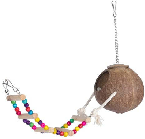 SEWOART Vogel-Kokosnuss-Nest Mit Leiter Haustierversteck Für Papageien Und Kleintiere Dekoratives Und Spielzeug Für Hamster Und Squirrel-habitats