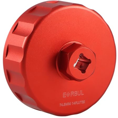 EVRBUL Ölfilter Schlüssel CNC 74,5 mm 14 Nuten Ölfilterdeckel-Schlüssel Entfernungswerkzeug, kompatibel mit Porsche 911 Carrera Boxter Cayman, Mazda Caliber, Ford Escape, Dodge Avenger, Mercury Marine