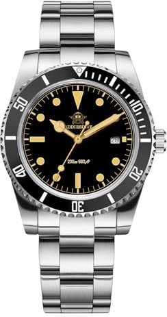 ADDIESDIVE 39mm analoge Uhr Herren Retro Leuchtend Keramiklünette taucheruhr Herren 200m quarzuhr Mit Edelstahlarmband AD2072