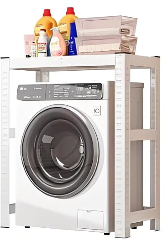 Estantería Lavadora, Soporte Secadora Sobre Lavadora, Mueble Lavadora Secadora De Acero Carbono Reforzado, Instalación Sencilla, Armario Para Lavadora De Tambor, Solución De Almacenamiento(White,90x30