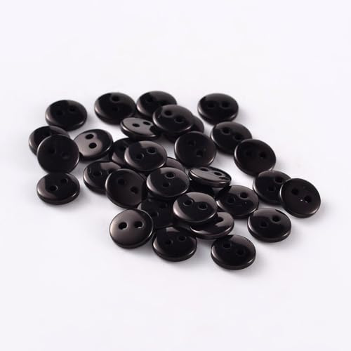 50 Premium Harzknöpfe 9mm (0,9cm) schwarz rund Zweilochknöpfe a 1mm je Loch – 2-Loch-Knöpfe Harz Knopf zum Annähen nähen aufnähen basteln Bastelknöpfe Jackenknöpfe Mantelknöpfe