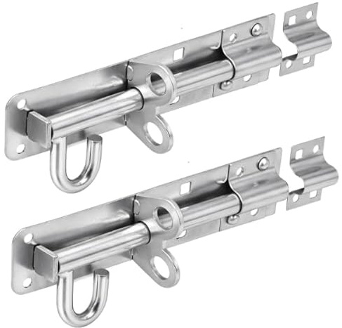 Garden Mile 2 Pack Brenton Bolt 8”/200mm – Heavy Duty Black Sliding Gate Bolt Lock, Weatherproof Door Bolt for Shed, Gates & Wooden Doors Security