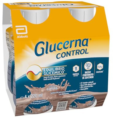 Glucerna Control sabor café, sustitutivo de comidas listo para tomar, equilibrio de glucosa gracias al cromo, pack 4x220ml