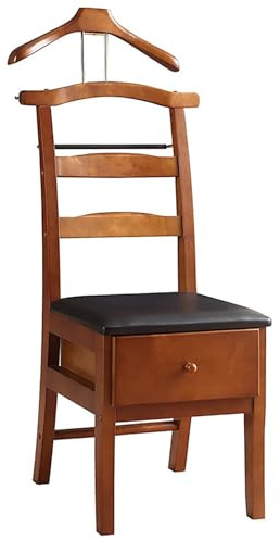 Yqyc Gentleman's Valet Chairs Valet Stand, Office Chair with Hanger, Large Storage Compartment, Trouser Bar, for Office, Bedroom, Commercial