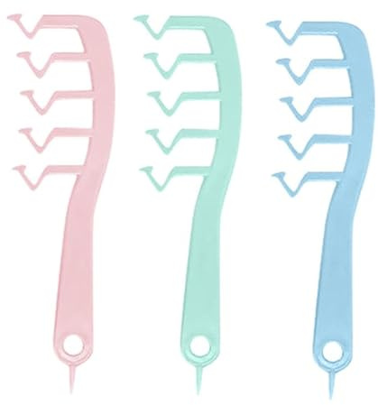 CULEO Peignes, Lot de 3 peignes à dents larges en forme de Z pour coiffer et coiffer les cheveux bouclés les franges les cheveux moelleux les salons de coiffure (rose, vert, bleu)