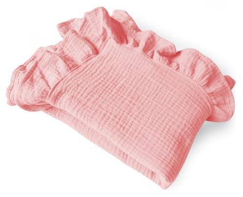 PEIPEIWU Premium Musselin Babydecke 120x120cm – Decke aus 100% Baumwolle - Kuscheldecke oder Schlafdecke, Pucktuch, Spucktuch für Baby, Neugeborene & Kinder (Rosa)