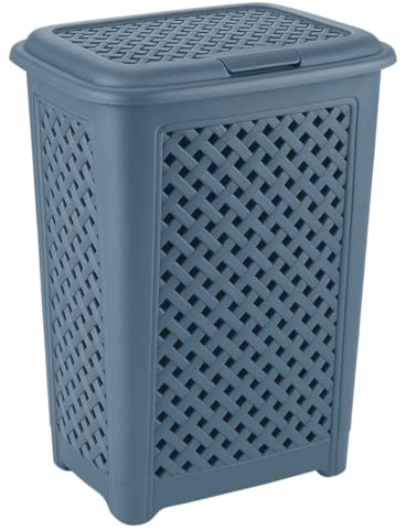 BH | Plastic Laundry Basket | GRAY | 54 Litres | 1Pc | Large | Basket with Lid | Clothes Storage Washing Bin Basket Hamper for Bathroom Bedroom - By BEST HOUSE