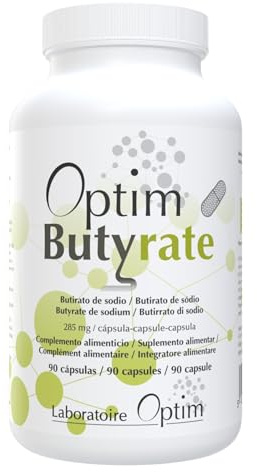 Optim Butyrate Acido butirrico Integratore Butirrato di sodio microincapsulato lento rilascio nel intestino 90 Capsule | Colon Transito Intestinale - Altamente dosato, vegano