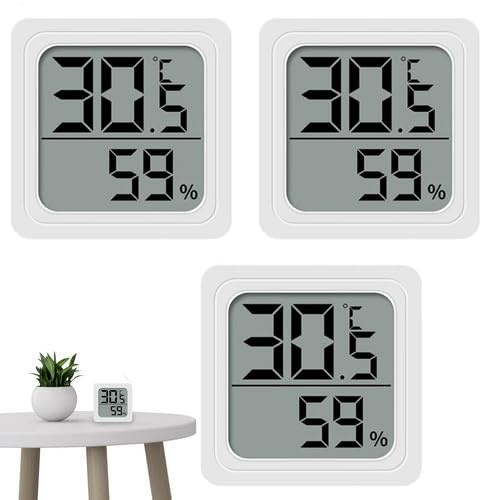 3 Pièces Hygromètre Numérique Intérieur, Thermomètre Moniteur Intérieur, Jauge D'humidité Précise, Capteur De Température Portable, Capteur D'humidité À Batterie Pour Dortoir Chambre À La Maison