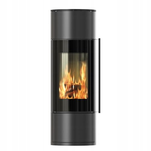 KRATKI AMBLER - Forno in acciaio 7 kW nero fi 150 con molla per porta, moderna, BImSchV, livello 2, fiamma Verte 7, classe energetica A+