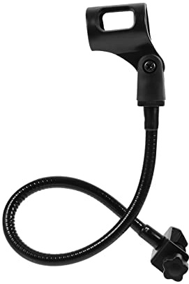 NOLITOY Adjustable Goose-neck Microphone Stand with Desk Base, Black Microphone Holder Bracket for Live Streaming and Recording, Compatible Mic Rack for Podcast and Meeting Use