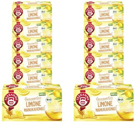 TEEKANNE Bio Genussgarten Zitrone Manukahonig – Fruchtiger Bio-Tee mit Zitrone & Honignote 12er Pack (12x40,5g)