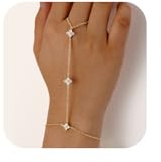 Yowivon Pulsera Cadena Mano de Oro con Anillo para Mujer, Cadena de Eslabones Chapada en Oro de 14K, Pulseras Apilables Delicadas con Anillos Dedos, Regalo de Joyería Hipoalergénica Ajustable y Moda