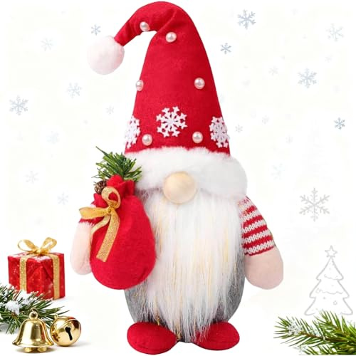 JynxtoyZeal Peluche Natalizi Gnomo Bambola Gnomi di Natale Fatto a Mano Gnomo di Natale Bambole Senza Volto Decorazione Peluche Giocattolo Natalizi Regalo per Bambini(Rosso)