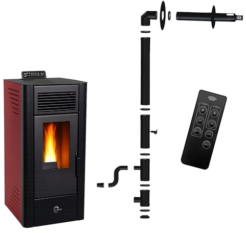 Stufa a pellet Anita 10 kW Bordeaux Sannover + kit di installazione