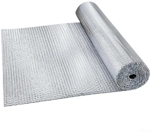Film d'isolation thermique avec double couche en feuille d'aluminium, 3 mm d'épaisseur, pour fenêtres, portes de garage et toits (3 x 0,6 m)