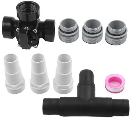 Honseadek 1.5 Inch 3 Way Pool Diverter Valve for Above Ground Pools - Swimming Pool Filter Hose Connector Kit with Hose Clamps and O Rings, Compatible with 1(black)