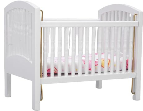 Aramox Mini Lit de bébé pour Maison de Poupée, Meubles Blancs Exquis pour Enfants, Jouet de Simulation, Accessoires de Maison de Poupée 1:12, Style Rétro en Bois de Bouleau et contreplaqué
