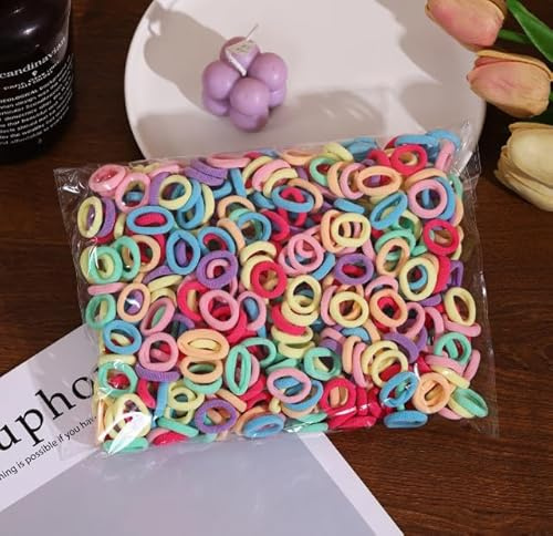 YEDPGUE 500 Pezzi Elastici Capelli Bambina, Piccoli,Legami Mini Fasce Colorati Coda di Cavallo per Codini e Treccine Elastici Colorati per Capelli senza Cuciture per Bambine Ragazze Neonati