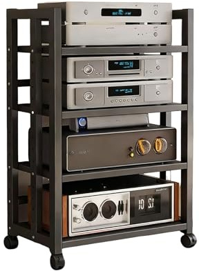 Soporte Para Altavoces Mueble De Audio Móvil De Pie Estante Multifuncional Para Equipos De Amplificación Adecuado Para Componentes Estéreo Consolas De Videojuegos Y Reproductores(60*40*120(4Tier))