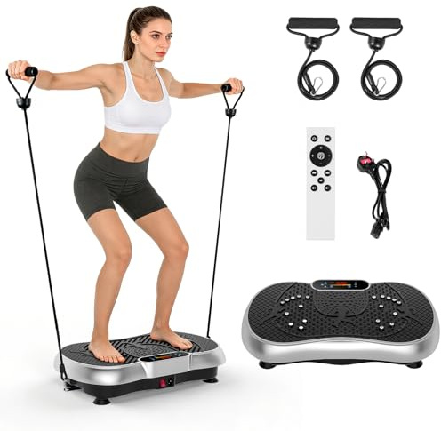 Vibration Plate Exercise Machine with 5 Automatic Modes&99 Speed Levels&Bluetooth Speaker, Vibration Fitness Trainer Power Plate, Vibrating Plate for Lymphatic Drainage&Weight Loss Exercise Equipment