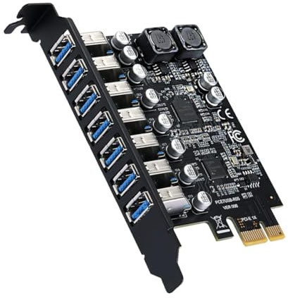 Qomcsrl Adattatore di Espansione Hub USB 3 con 7 Porte USB 3.0 PCI Express PCI E, USB3.2 Gen1 5Gbps per PC Desktop.