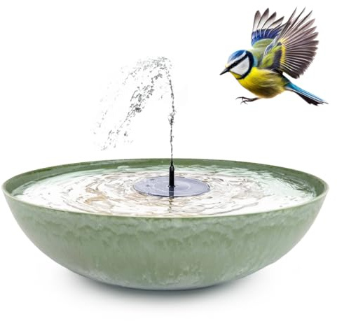 matches21 HOME & HOBBY Set di fontane solari per esterni con ciotola da 45 cm, verde come fontana da giardino