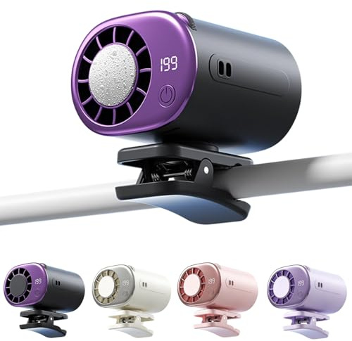 Car Clip On Air Conditioner Fan,Portable Mini Clip Fans with LED Display & Ice Compress,360° Rotation,Adjustable 199 Speeds,Detachable Wide Clamp Quiet Cooling Fan for Cars Work Camping (#1-Grey)