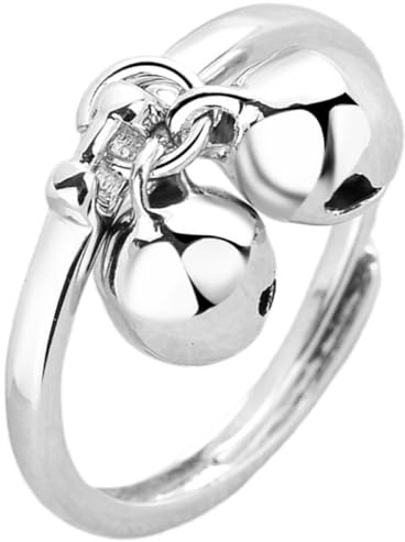 ROMISBABA Anello Donna Regolabile in Rame Doppia Campanella Decorativa, Design Carino e Aperto, per Uso Quotidiano e Accessori di Moda