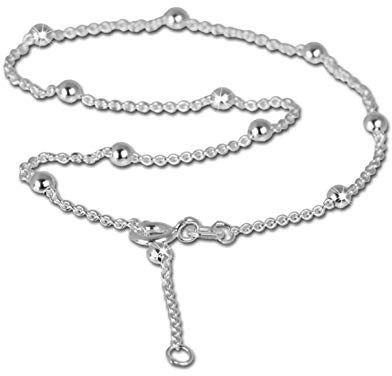 SterlinX SilberDream 28cm Fußkette Damen Silber nickelfrei Kugel Echt Silber D1SDF007