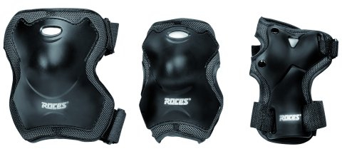 Roces - Super confezione tripla di protezioni polsi/gomiti/ginocchia unisex per adulto, nero (nero), M