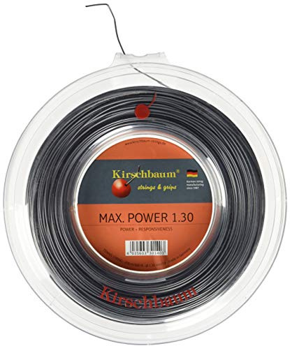 Kirschbaum Max Power, Cuerda para raqueta de tenis, Gris (Antracita), 1.30mm x 200m, 0105260218100016