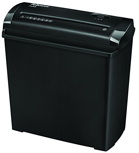 Fellowes Distruggi documenti a striscia P-25S, 5 fogli, trita documenti per uso personale, distruggidocumenti con cestino da 11 litri, nero