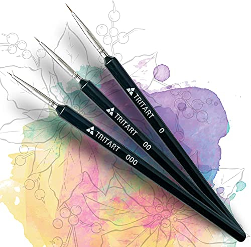 TRITART Pinsel für Acrylfarbe fein - 3-er Pinselset zum Malen - Feine Malpinsel für Aquarell Acryl & Öl geeignet - Künstlerpinsel für Malen nach Zahlen 3er Set