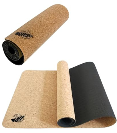 Yogamatte aus Kork & TPE | Rutschfeste Trainingsmatte 183x60 cm | Nachhaltige Fitnessmatte für Yoga Pilates & Gymnastik | Umweltfreundlich ohne PVC & Latex | 6 mm dick & strapazierfähig