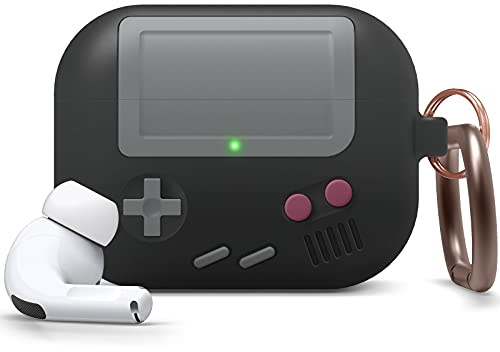 elago AW5 Case for Apple AirPods Pro, Classic Game Console Design with Keychain - Black