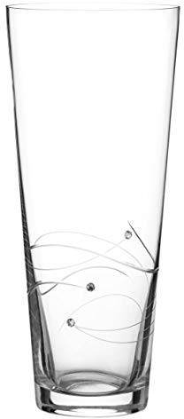 DIAMANTE Spiral Hand Cut Crystal tall Vase with Crystals 30cm