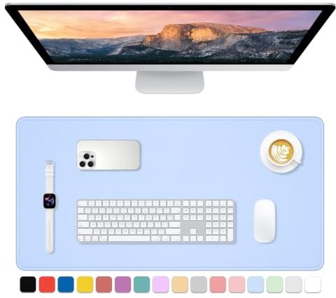 Dapesuom Large Gaming Mouse Pad, Extended Mouse Mat with Stitched Edges, Full Size Keyboard Pad with Non-Slip Base, Big XXL Computer Desk Mats for Gamer, Laptop, Office, 31.5 x 15.7in, Sky Blue