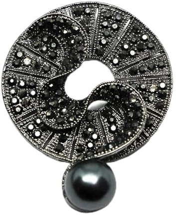 Strass Schwarze Blume Brosche Mode Vintage Broschen und Pins Elegante Wintermantel Accessoires Hochwertiges Geschenk