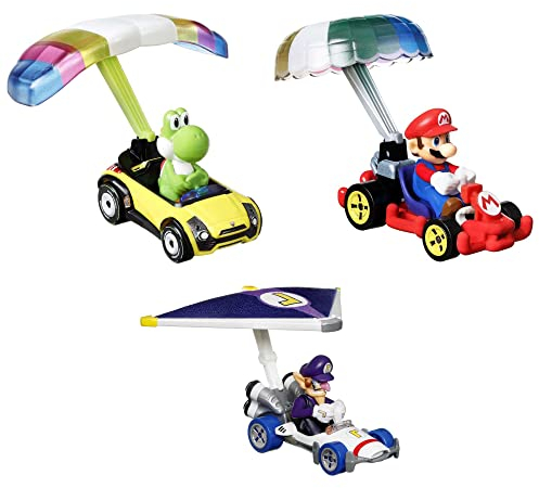 Hot Wheels HDB38 - Super Mario Auto, 3er-Pack mit 3 Charakterautos im Set, Spielzeugauto Geschenk für Kinder & Sammler ab 3 Jahren