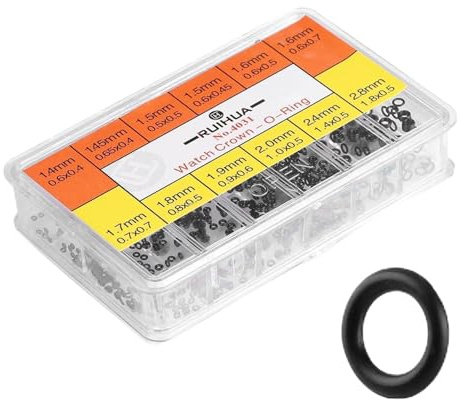 Regardez le Joint Torique de la Couronne O Ring, Kit de Réparation de Montre Rondelle en Caoutchouc 12 Tailles Tête de Montre Joints Toriques étanche Coffret de Bagues D'étanchéité