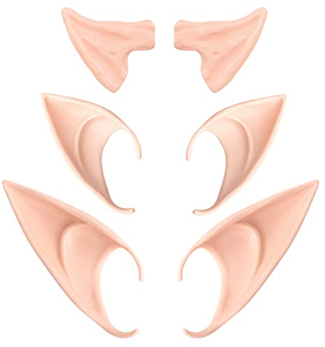 3 Paar Elfenohren Feenohren Cosplay Latexohren für Elfenkostüm Cosplay Elf Ears Halloween Elfen Ohren Weihnachten Jede Themenparty Elfen Kostüm