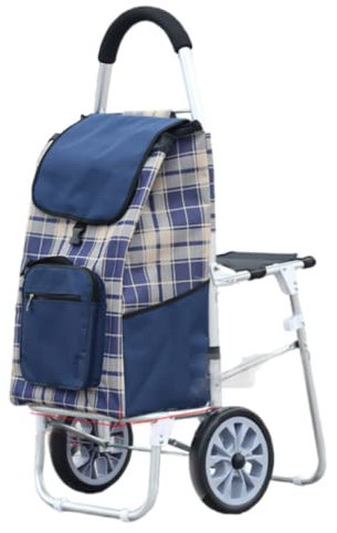 MILIPA Carrelli Della spesa Chariot de Tige de Traction de Caddie d'alliage d'aluminium avec Le Caddie de siège avec Le Sac étanche et Le Chariot de ménage de Chaise Resistente