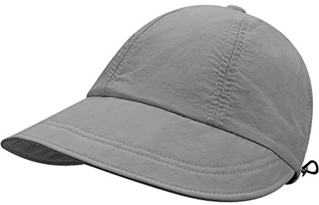 CLAPE brett brätte solhatt damer bar ansikte solskärm hatt vikbar sommarhatt utomhus visir mössa UV-skydd strandhatt vattentät basebollkeps, DWH01-grå, one size