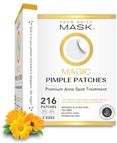 Magic Pimple Patches - 216 Stück Pimple Patch Hydrokolloid - Acne Patch Unsichtbare Natürliche Akne Patches Mit Teebaumöl Und Salicylsäure - Wasserdicht - Absorptions Pickel Patch - zwei Größen