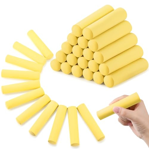 Fulmoon 40 Pcs Jumbo Sidewalk Chalk Outdoor Art Non Toxic Large Washable Street Chalk for Adults Drawing Painting (Round,Yellow)