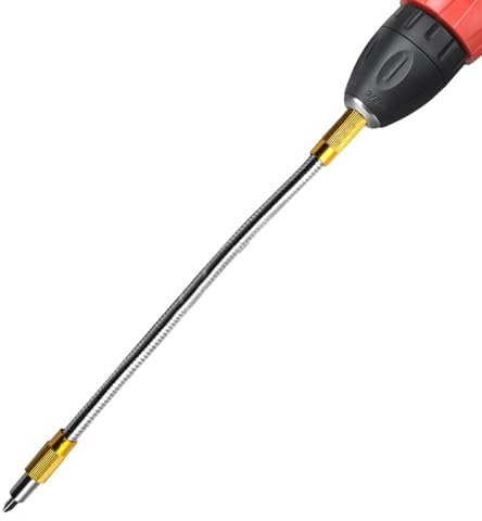 Uozonit Long Flexible Drill Bit Extension Attachment Hex Shank Metal Drill Bit Extension 11.8 Inch Flexible Shaft Bit Extension for Screwdriver